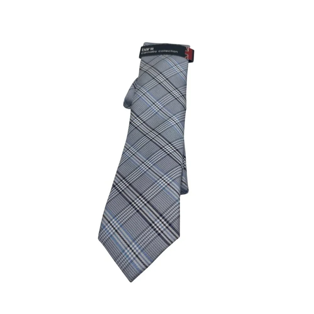 BAR III Carnaby Collection Harp Plaid Men’s Necktie, Blue, OS